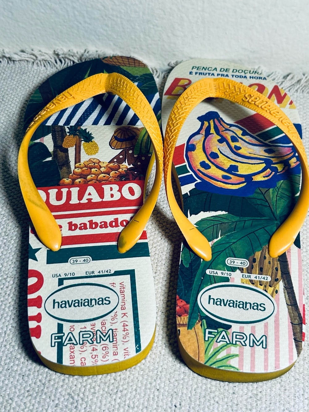 Havaianas Farm Yellow Tropical Print Flip Flops